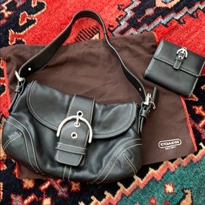 Vintage Coach Black Leather Purse and Wallet